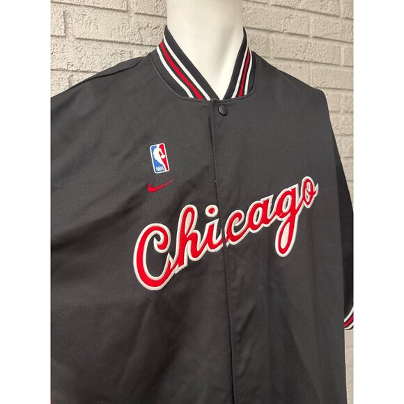 VTG Nike Chicago Bulls Men Black Snapped Front Short Sleeve Jersey Size 3XL - Picture 4 of 12